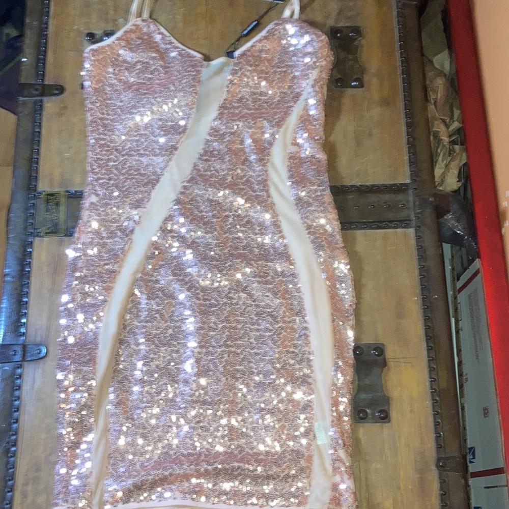 Hera Collection pink sequin mini dress